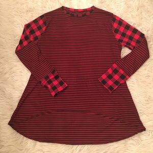 Beautiful Buffalo plaid stripe mix tunic